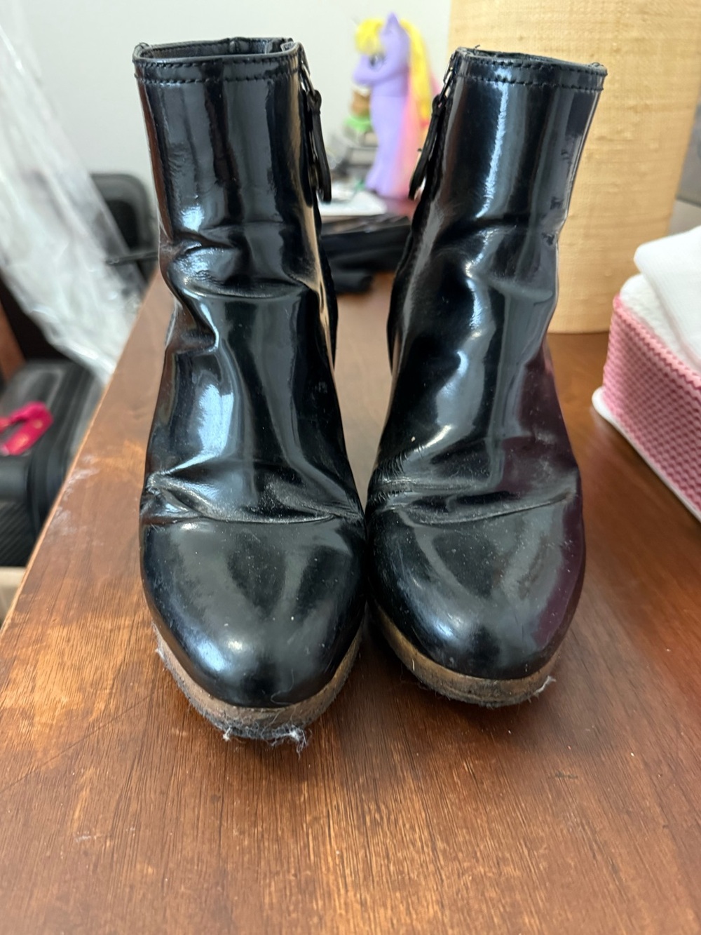 Hogan Black Patent Leather Ankle Booties